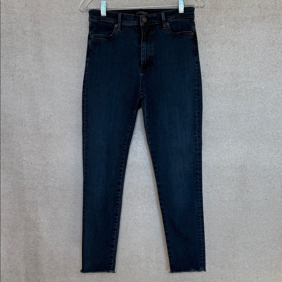 Banana Republic Denim - Banana Republic Luxe Sculpt Dark Soft Blue Women's Skinny Jeans Frayed Ankles